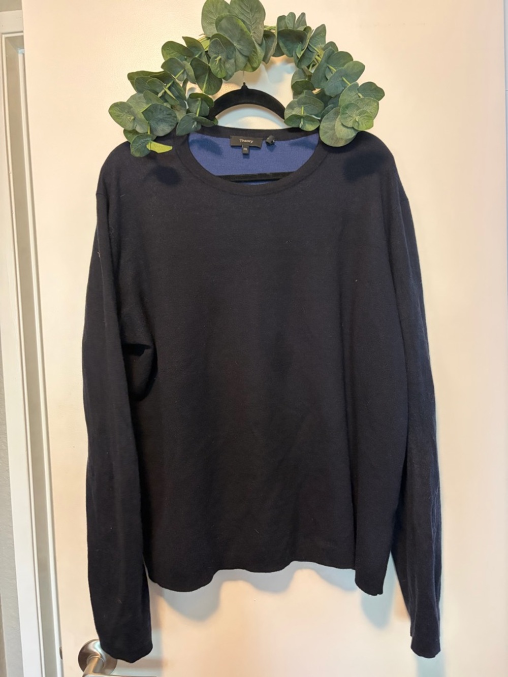Theory Navy Merino Wool Crewneck Sweater